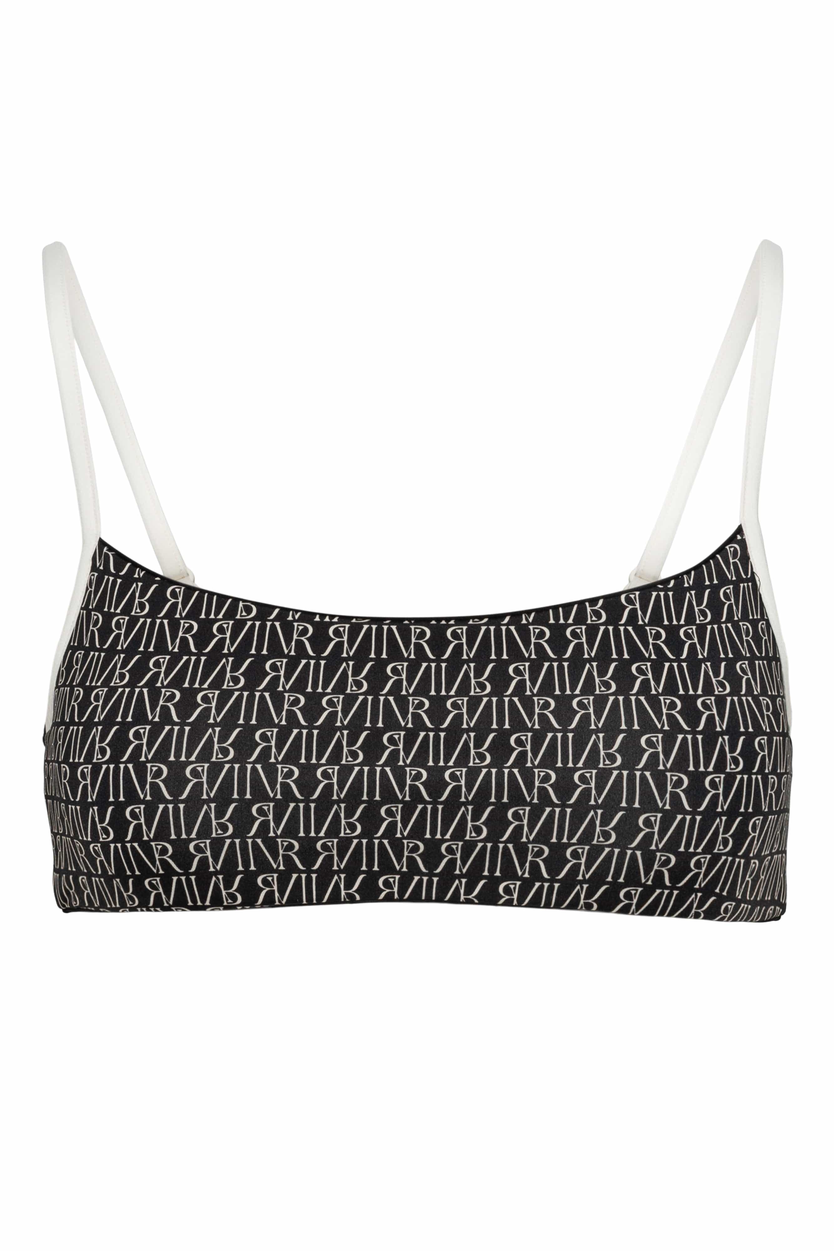 Ivorie Studio Barcelona Bikini Top - Black & Logo Print