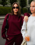 Ivorie Studio Bukse Studio Essential Wide Leg Sweatpant - Burgundy