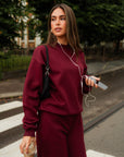 Ivorie Studio Bukse Studio Essential Wide Leg Sweatpant - Burgundy