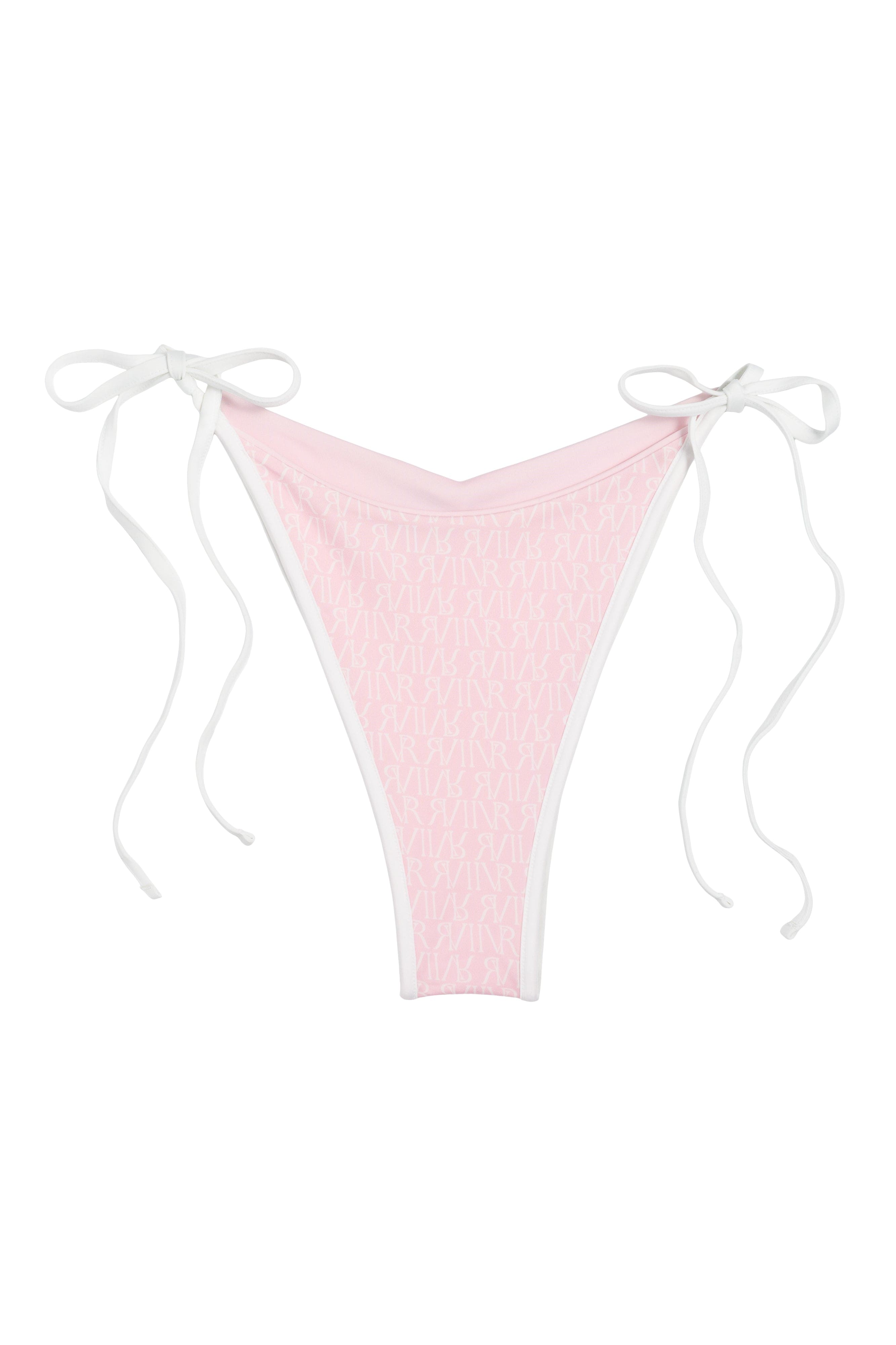 Ivorie Studio Dubai Bikini Bottom - Baby Pink & Logo Print