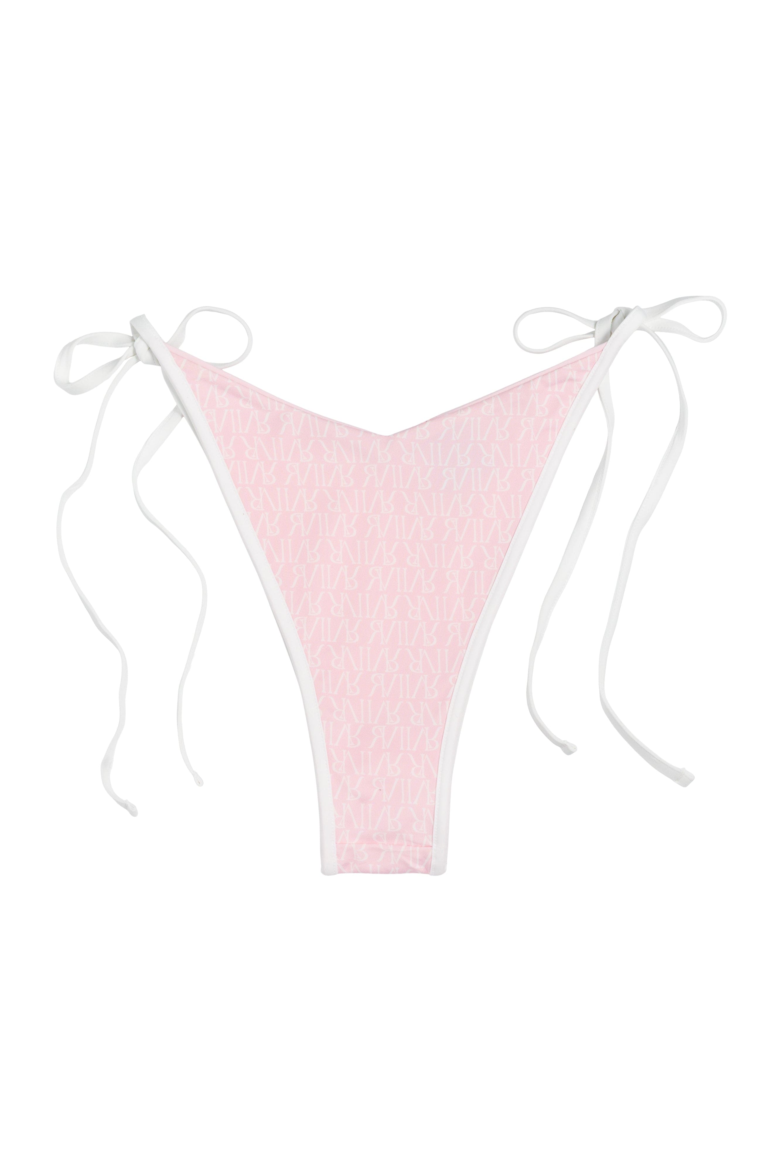 Ivorie Studio Dubai Bikini Bottom - Baby Pink & Logo Print