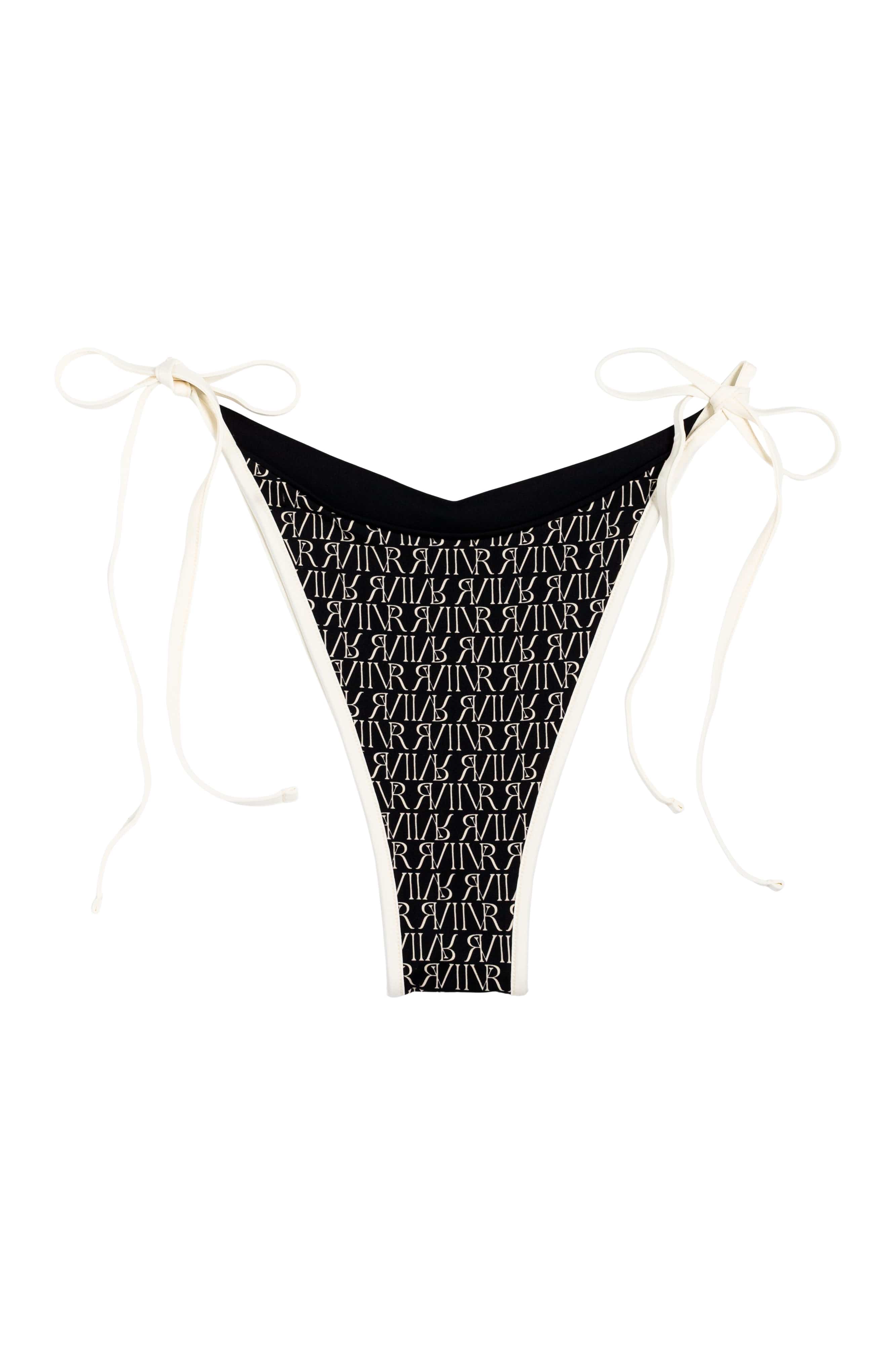 Ivorie Studio Dubai Bikini Bottom - Black & Logo Print