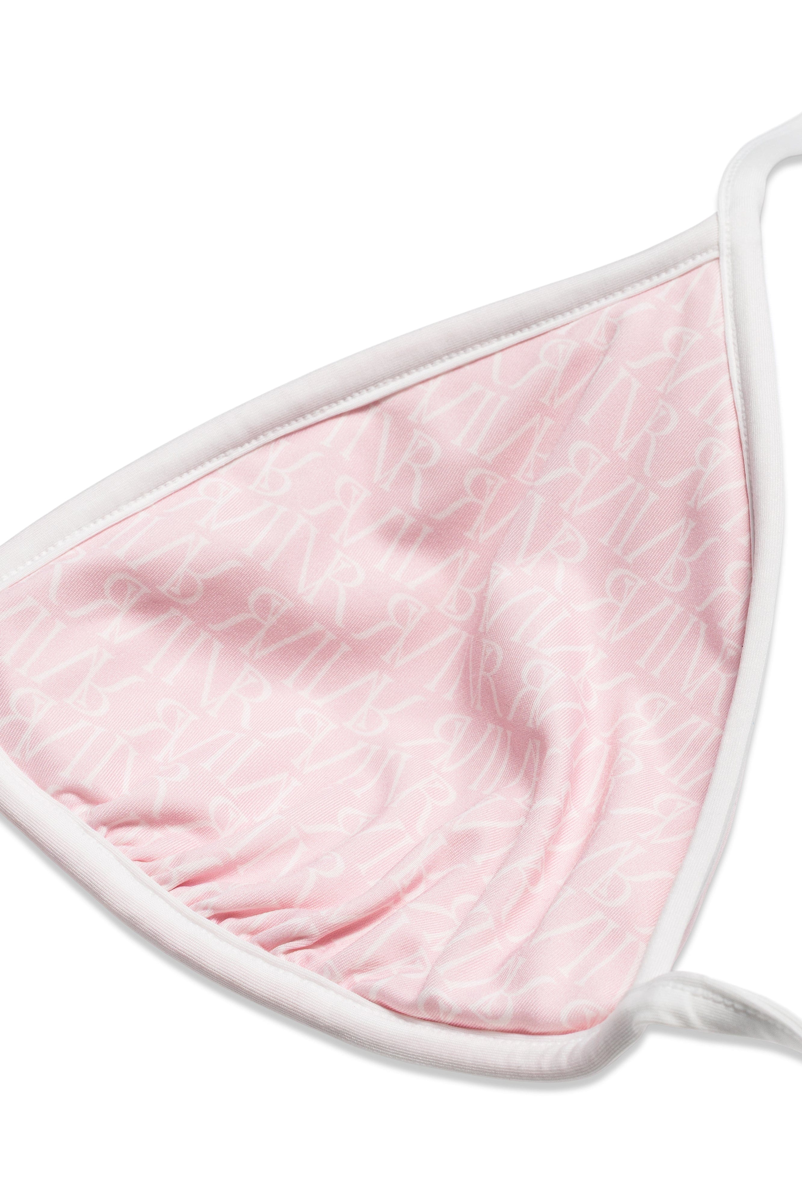 Ivorie Studio Dubai Bikini Top - Baby Pink & Logo Print