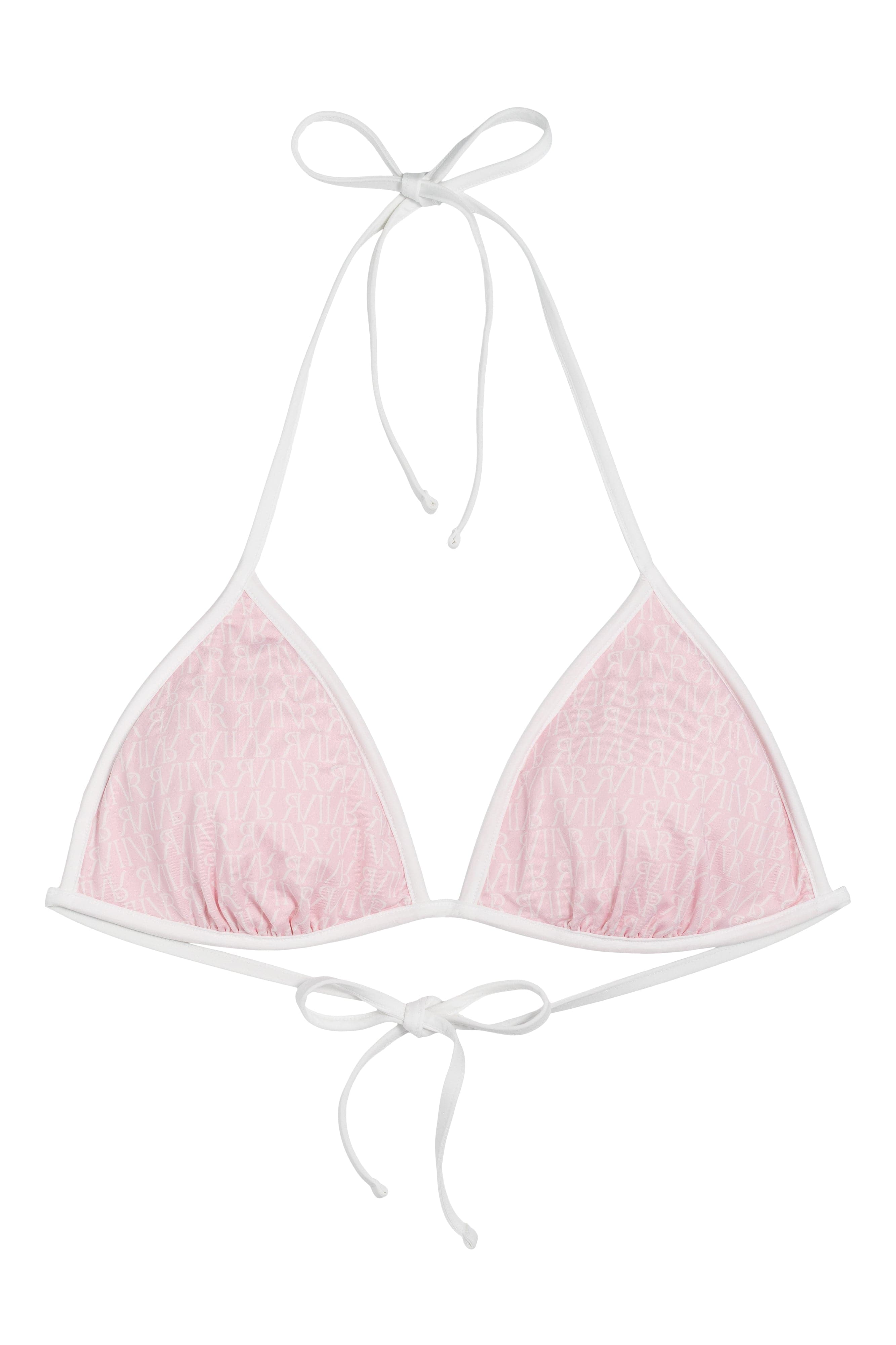 Ivorie Studio Dubai Bikini Top - Baby Pink & Logo Print