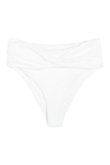 Santorini Mid Waist Bikini Bottom - White