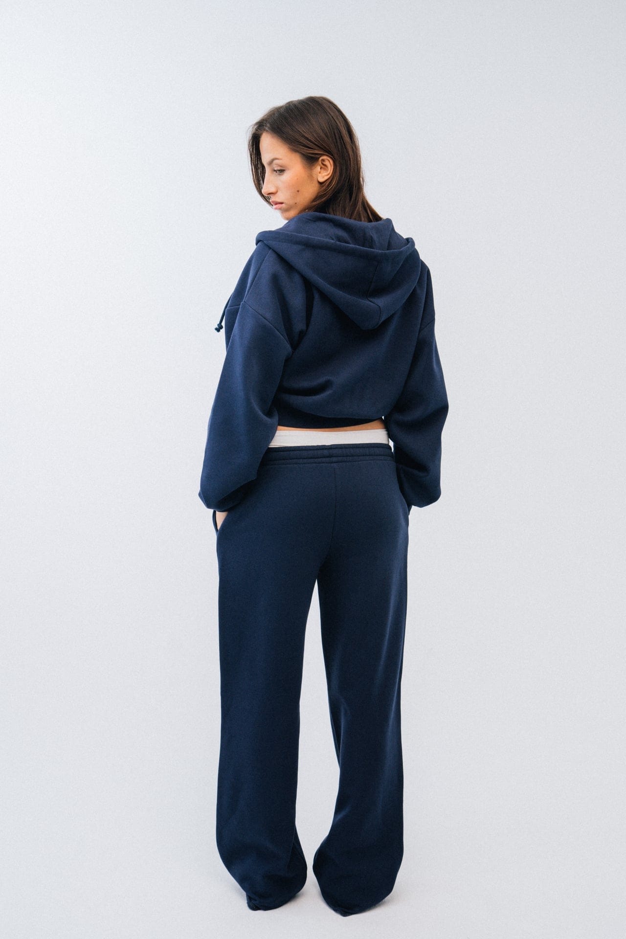 Ivorie Studio Bukse Studio Essential Wide Leg Sweatpant - Navy