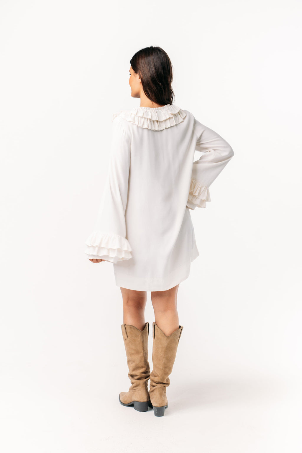 Ivorie Studio Dress Riviera Frill Dress - Whisper White