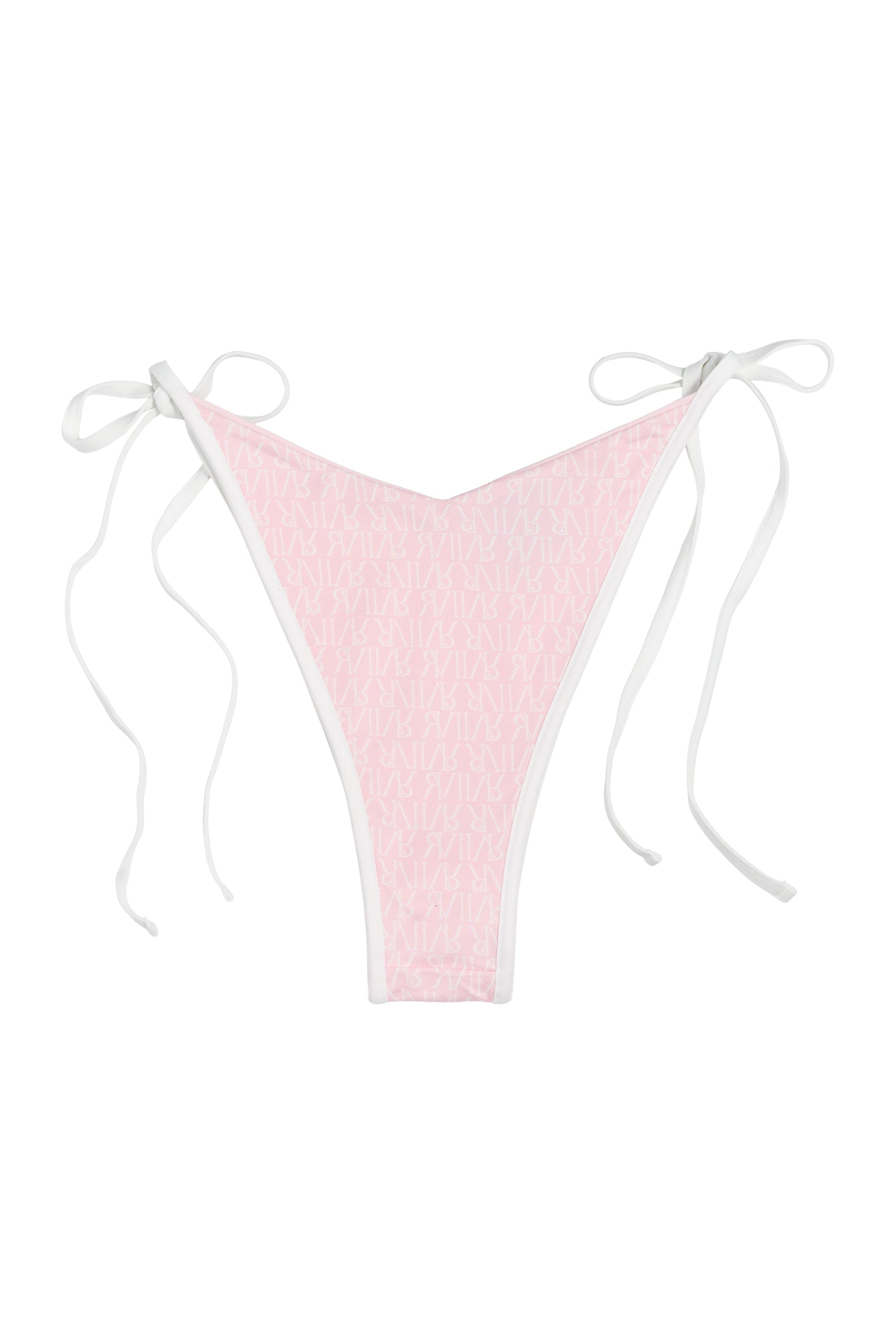 Ivorie Studio Dubai Bikini Bottom - Baby Pink &amp; Logo Print