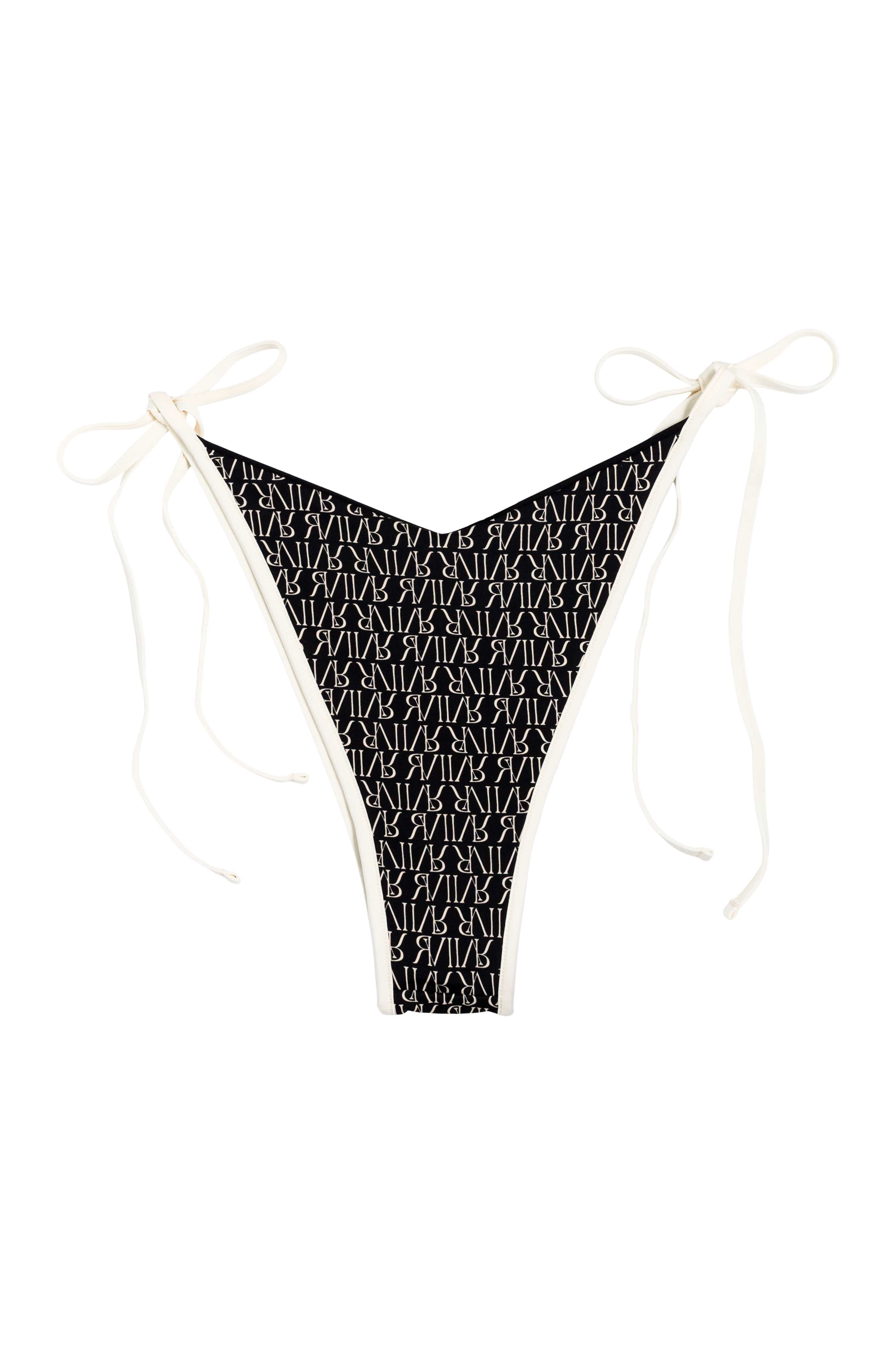Ivorie Studio Dubai Bikini Bottom - Black & Logo Print