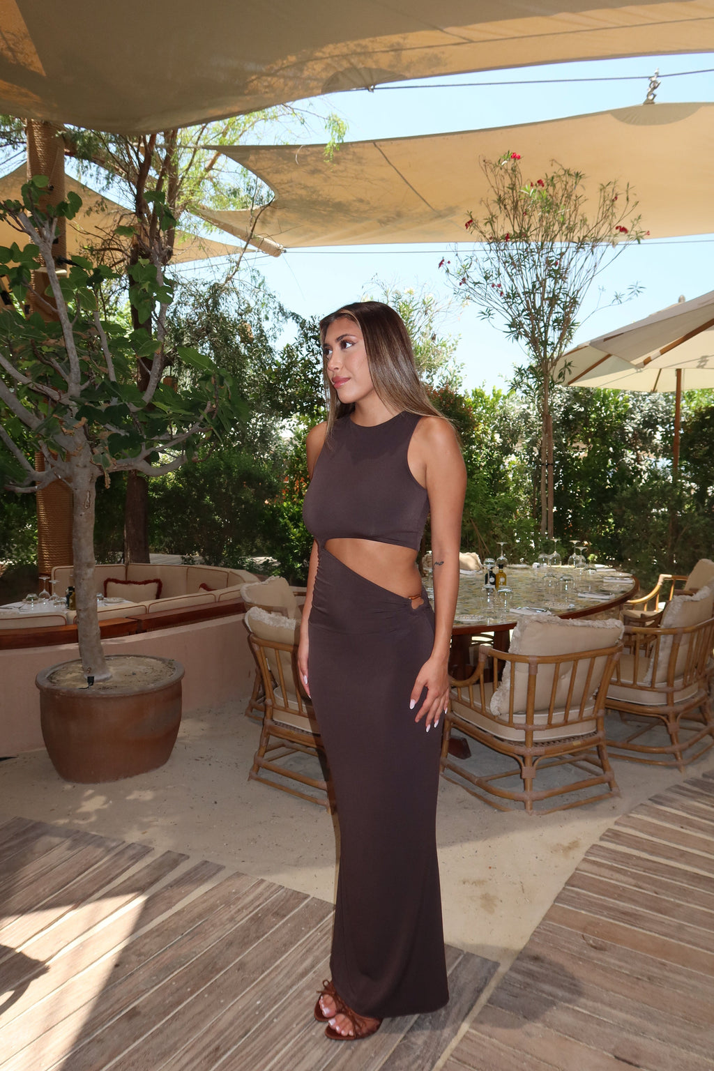 Ivorie Studio Godess Dress - Espresso Brown