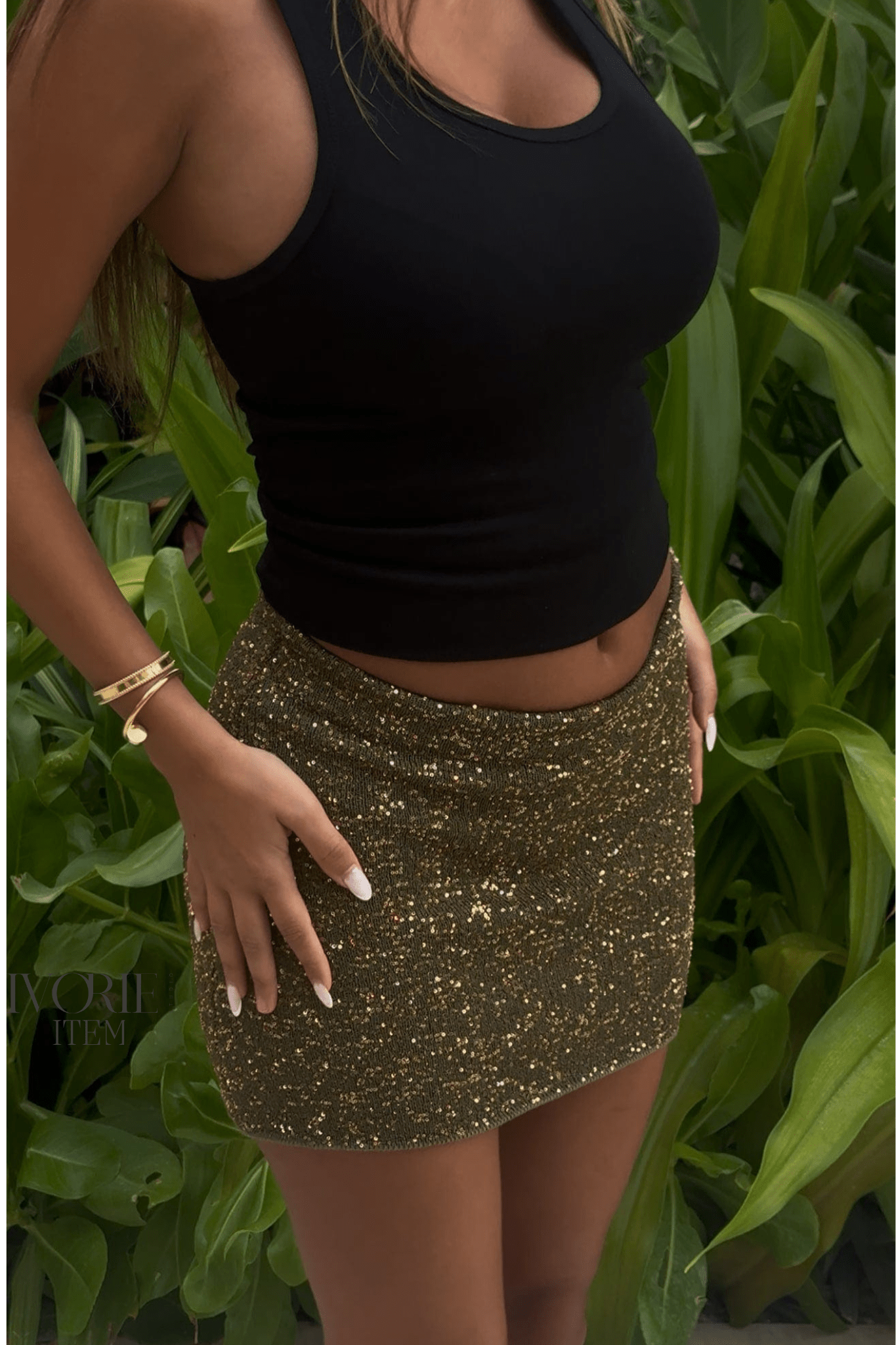 Ivorie Studio Miami Midnight Mini Skirt - Leafy Green