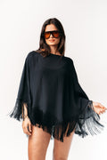 Ivorie Studio Poncho Golden Tides Fringe Poncho - Black