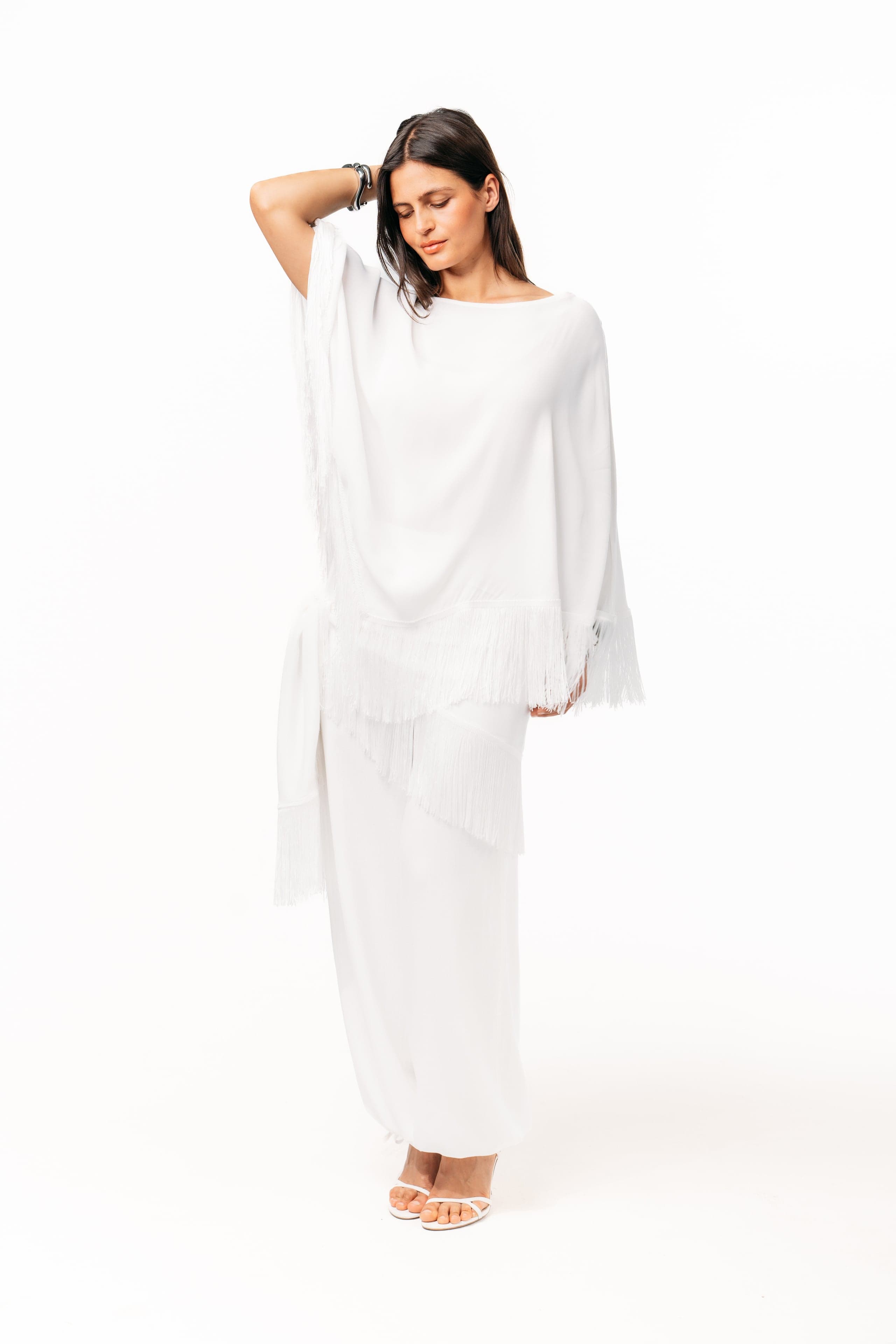 Ivorie Studio Poncho Golden Tides Fringe Poncho - Off-White