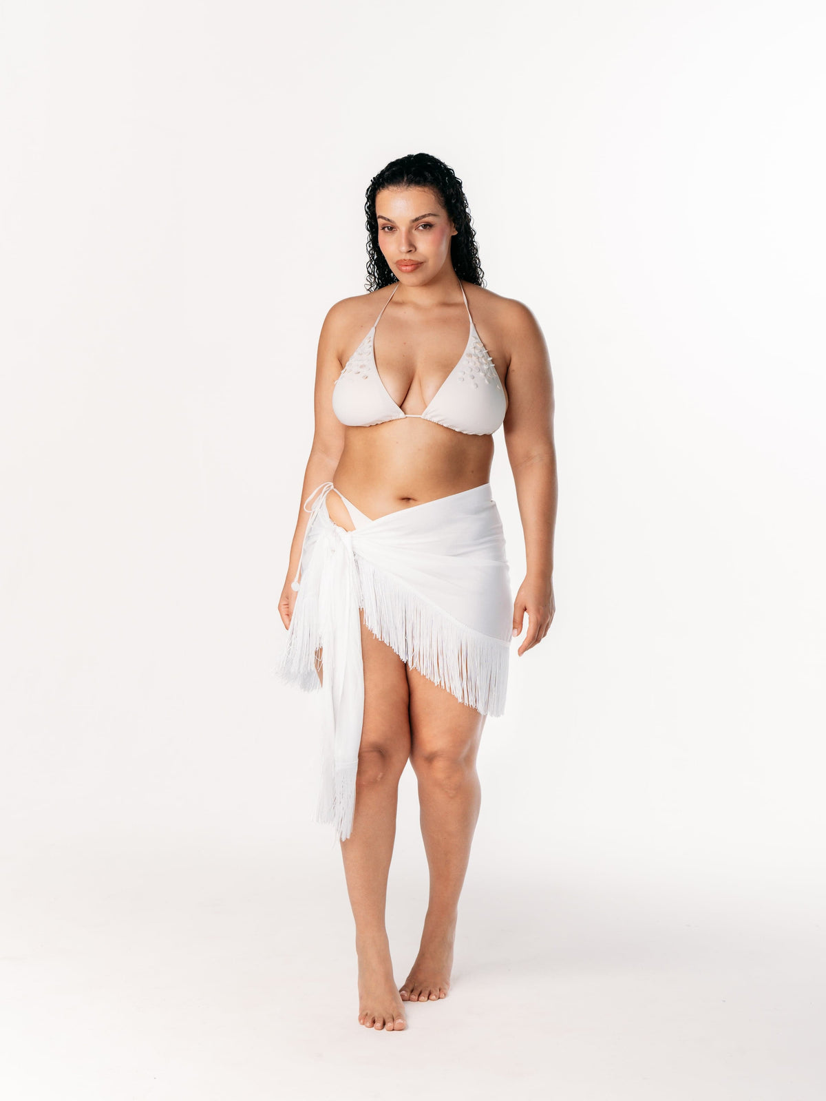 Ivorie Studio Skirt Golden Tides Fringe Sarong - Off-White