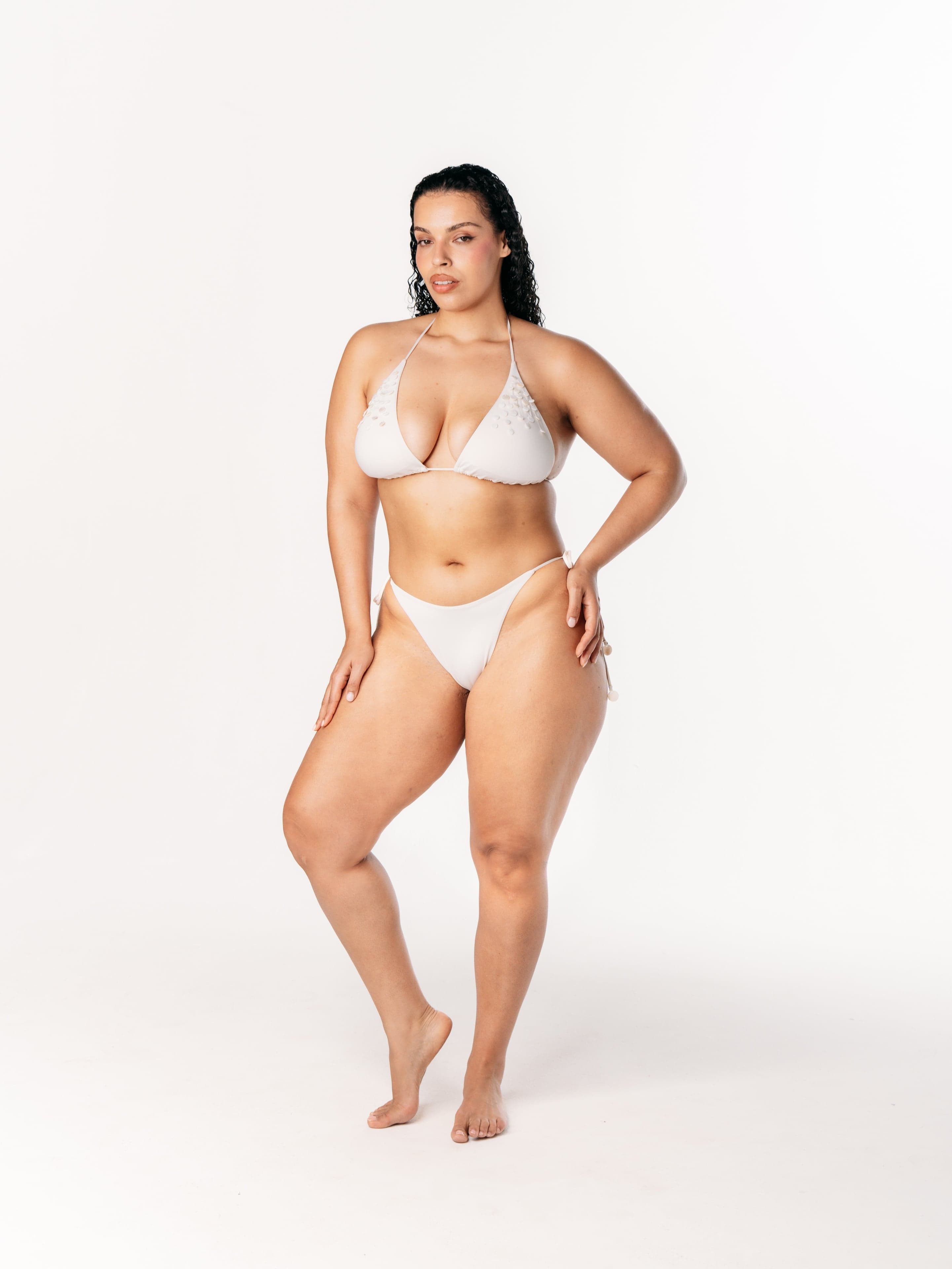 IVORIE STUDIO Swimwear and Beach Coverups Dubai Shell Bikini Top - Mother of pearl