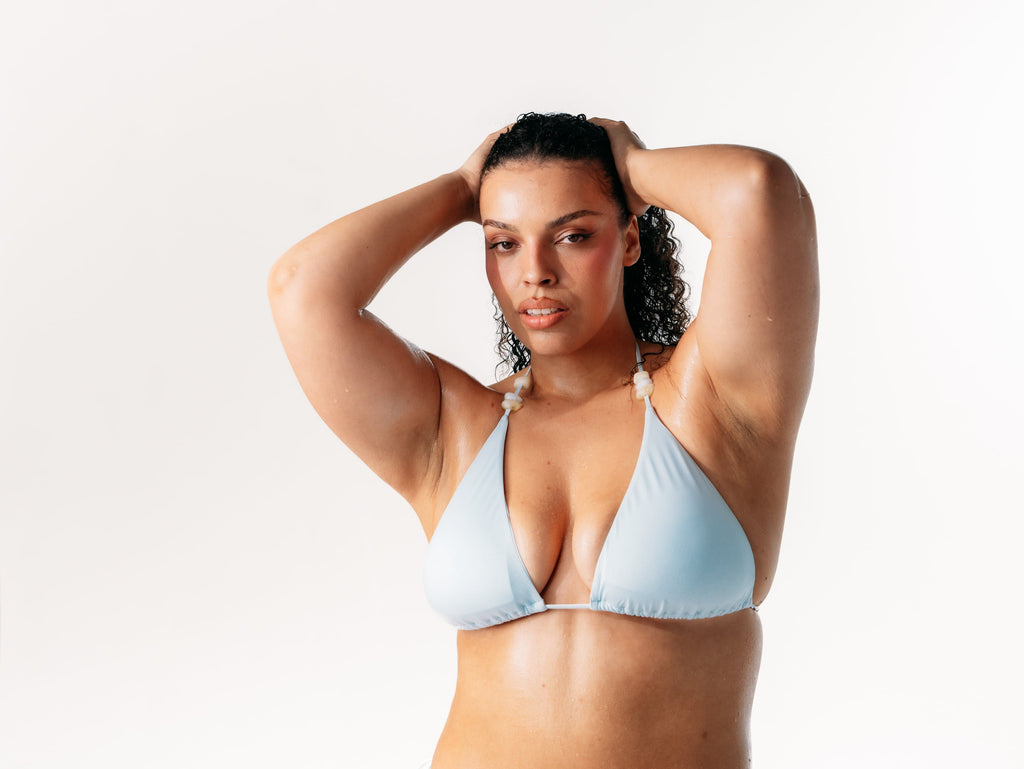 IVORIE STUDIO Swimwear and Beach Coverups Dubai Stone Bikini Top - Ice Blue