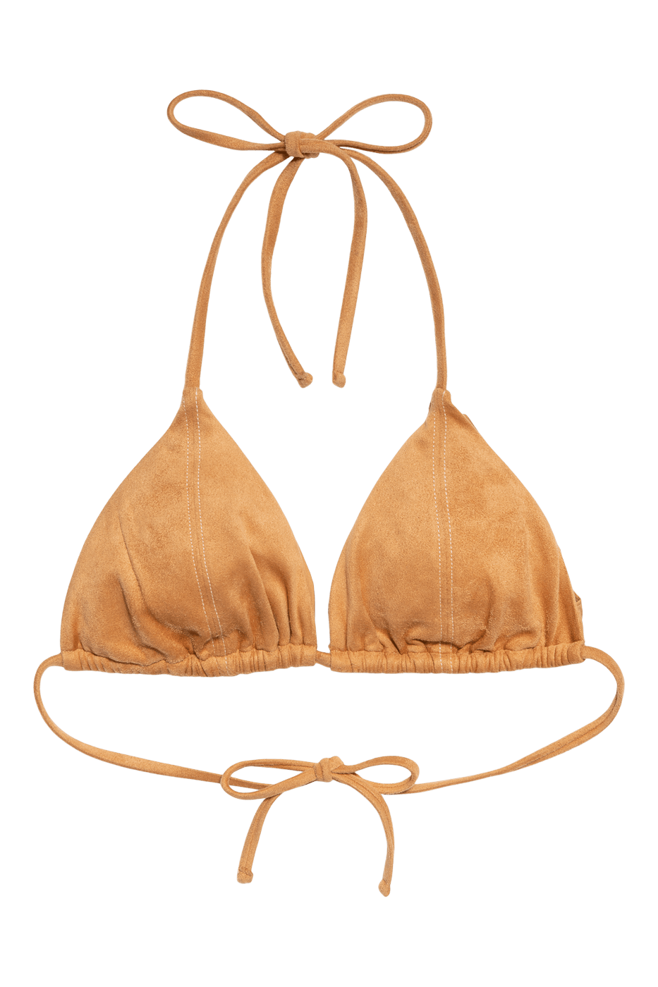 IVORIE STUDIO Swimwear and Beach Coverups Dubai Suede Bikini Top - Suede Brown