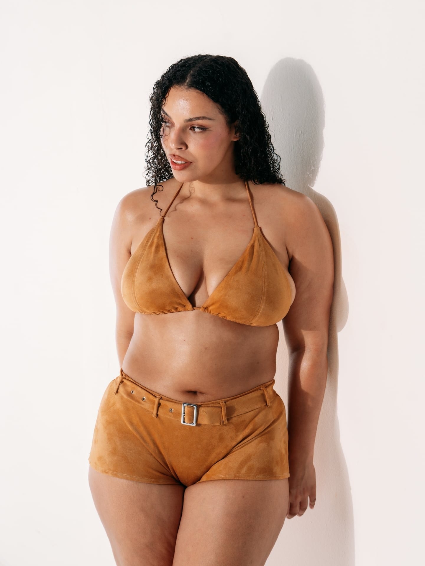 Ivorie Studio Swimwear and Beach Coverups Dubai Suede Bikini Top - Suede Brown