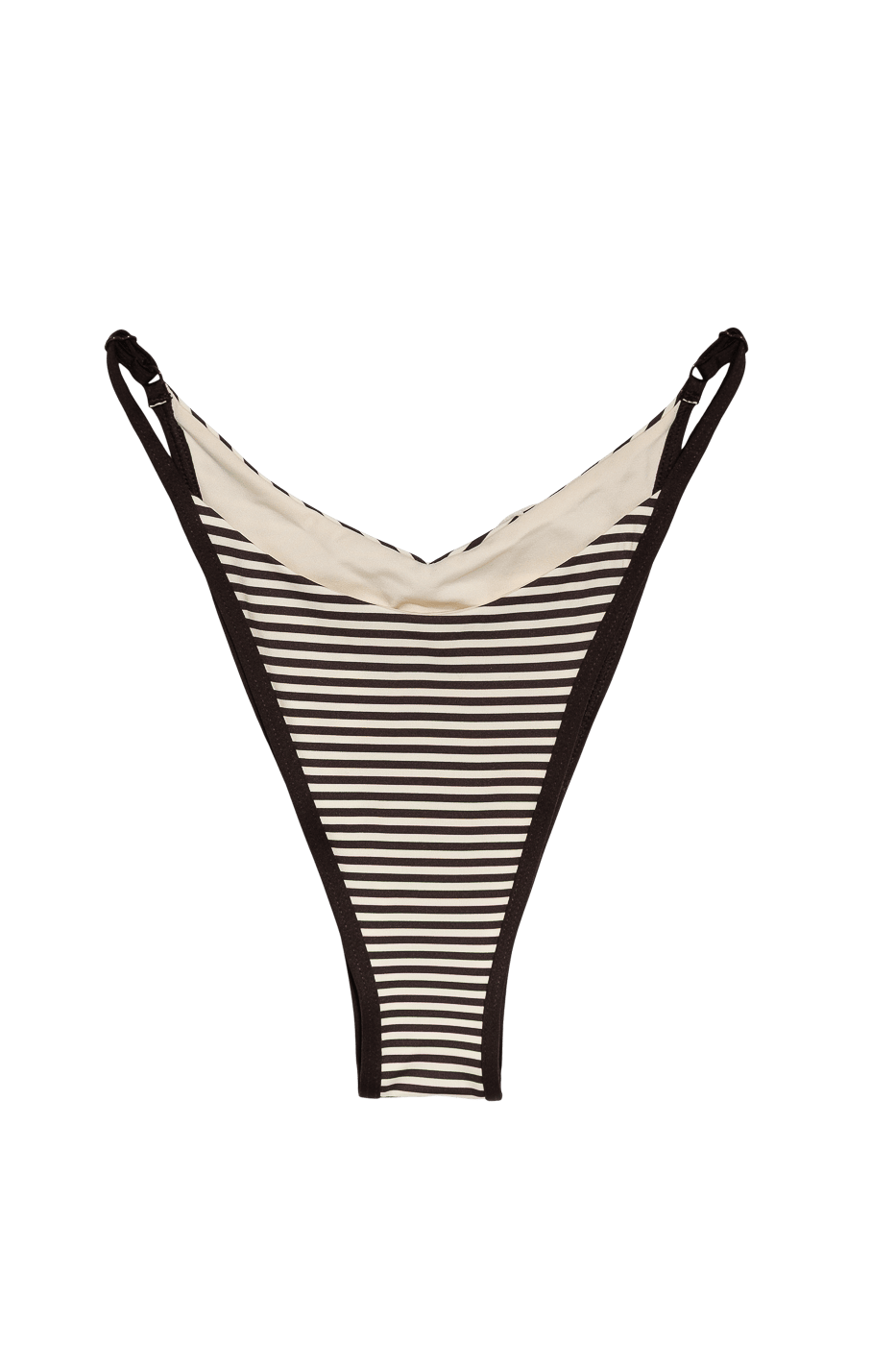 Ivorie Studio Swimwear and Beach Coverups Mykonos Bikini Bottom - Espresso Brown/Cream Stripe