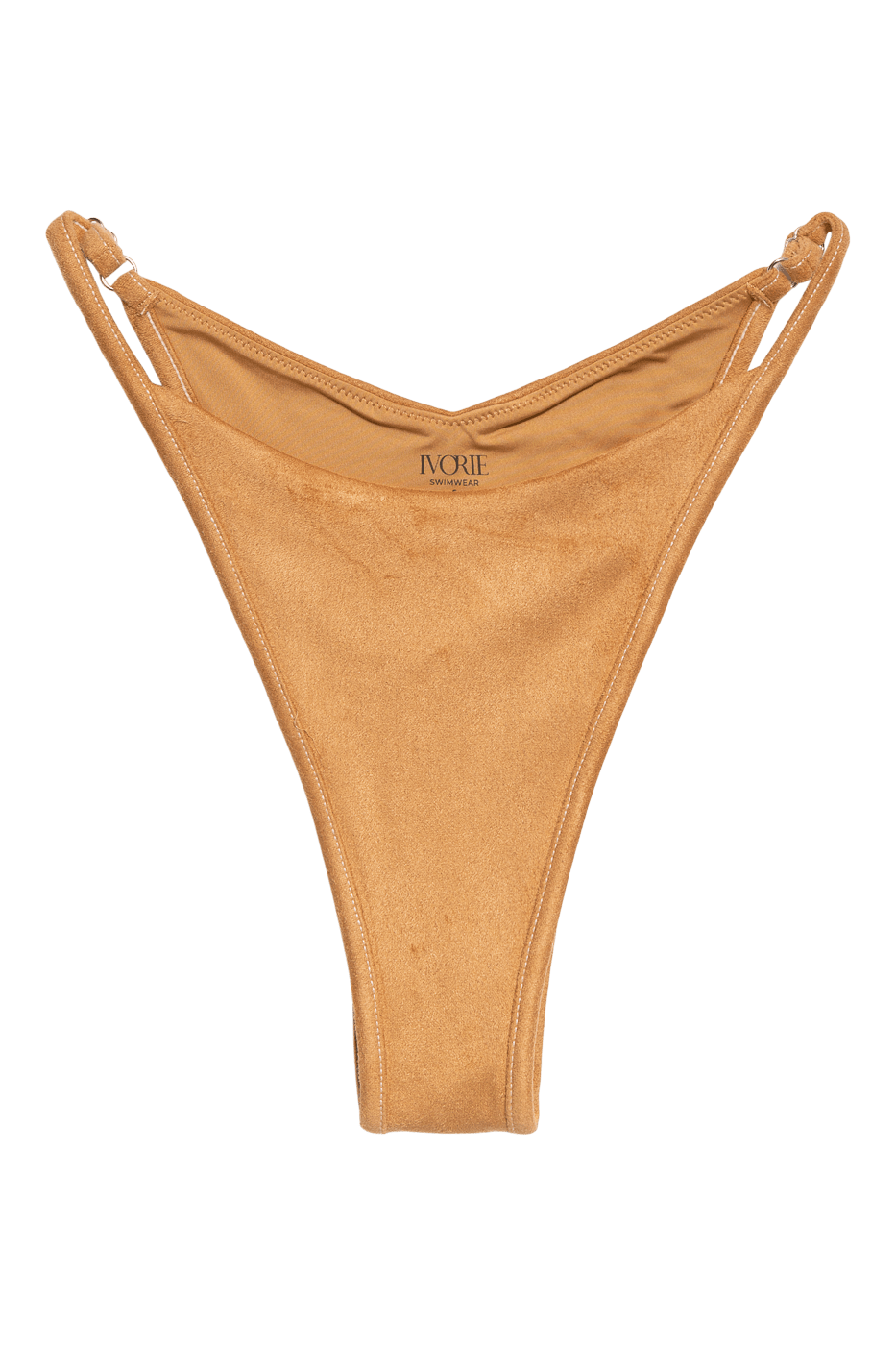IVORIE STUDIO Swimwear and Beach Coverups Mykonos Suede Bikini Bottom - Suede Brown