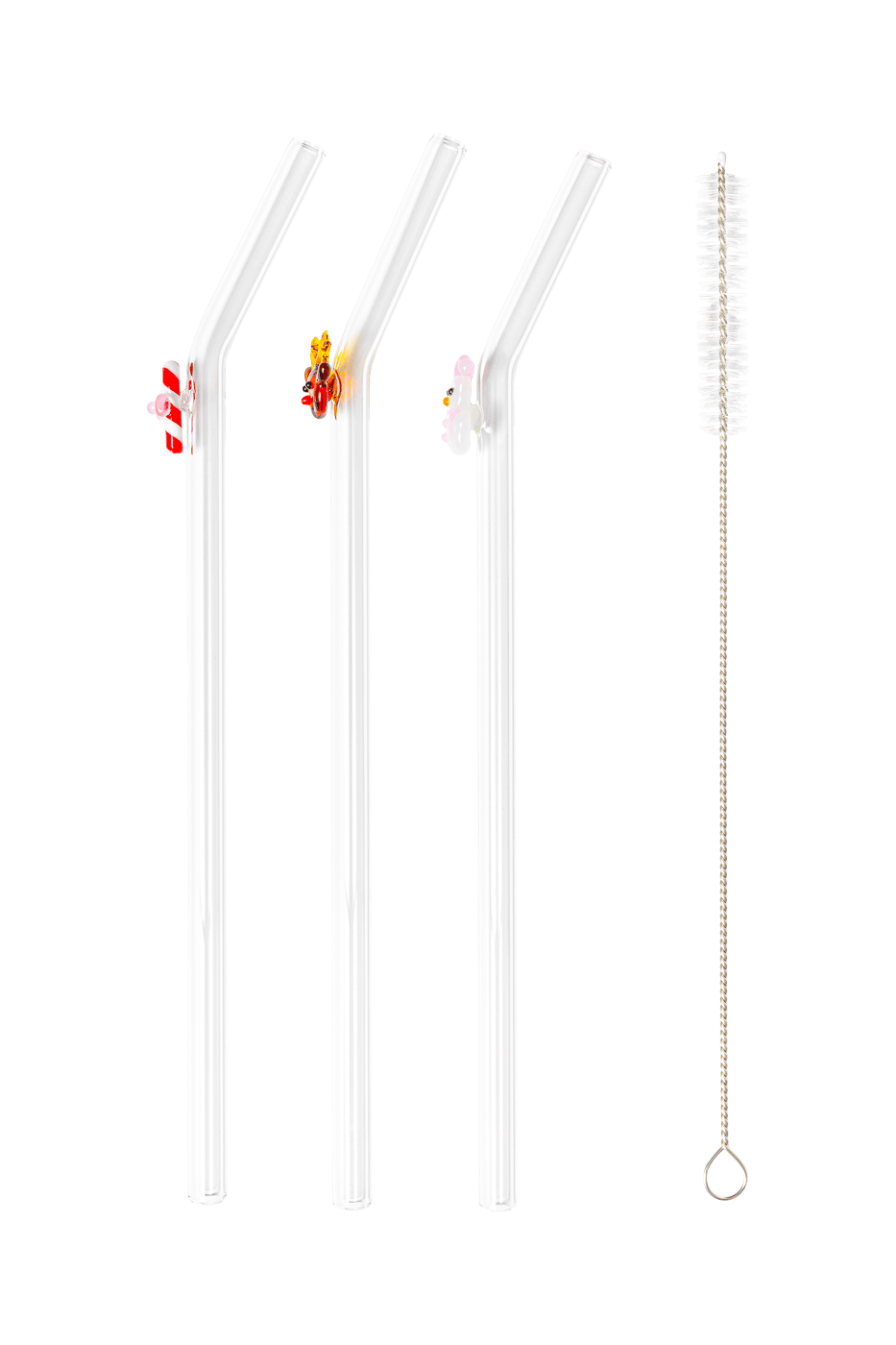 IVY HOME Christmas friends 3pk glass straws