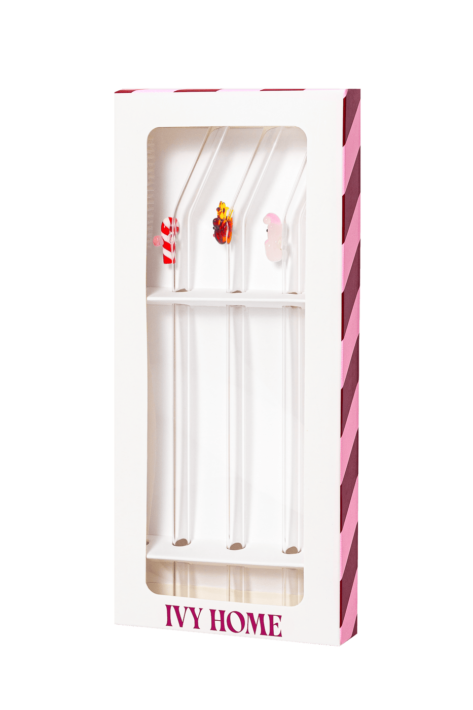 IVY HOME Christmas friends 3pk glass straws