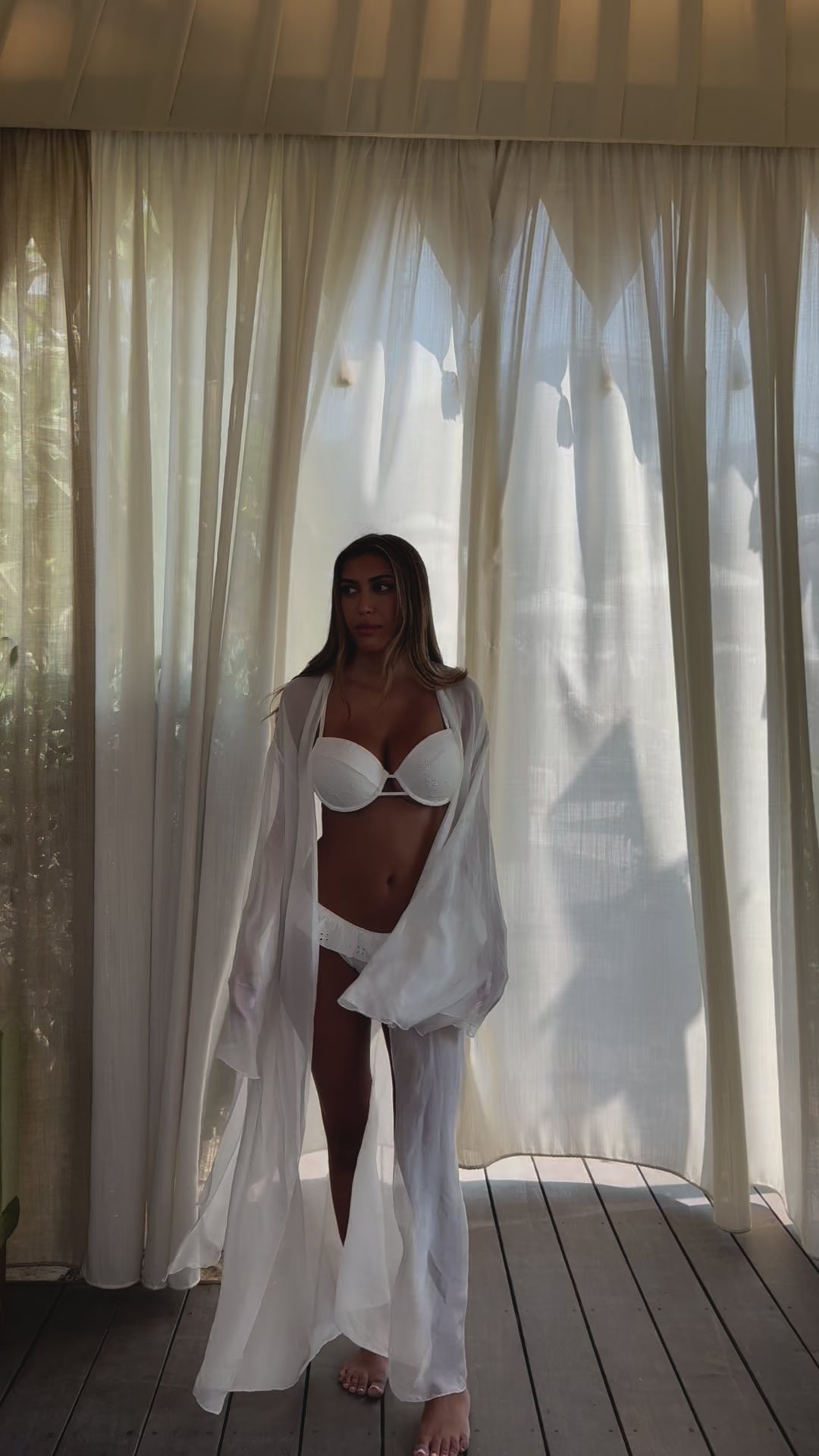 French Riviera Silk Robe - Creme